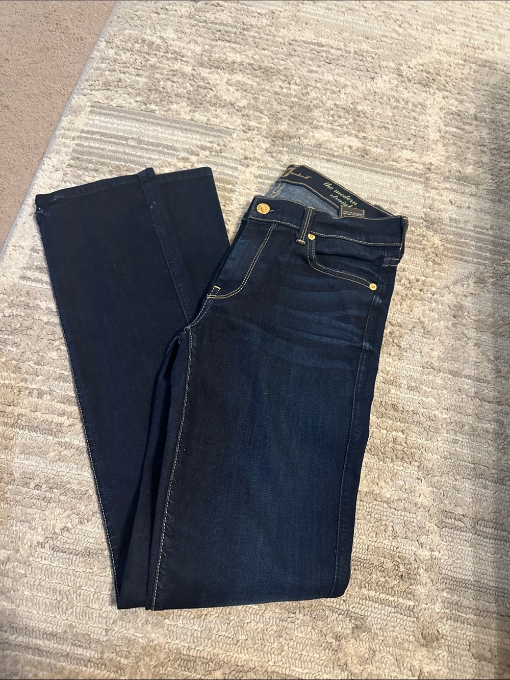 7 For All Mankind Dark Indigo Skinny Jeans with Gold Hardware
